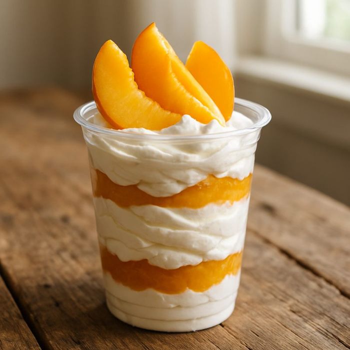 Durazno con crema en vaso