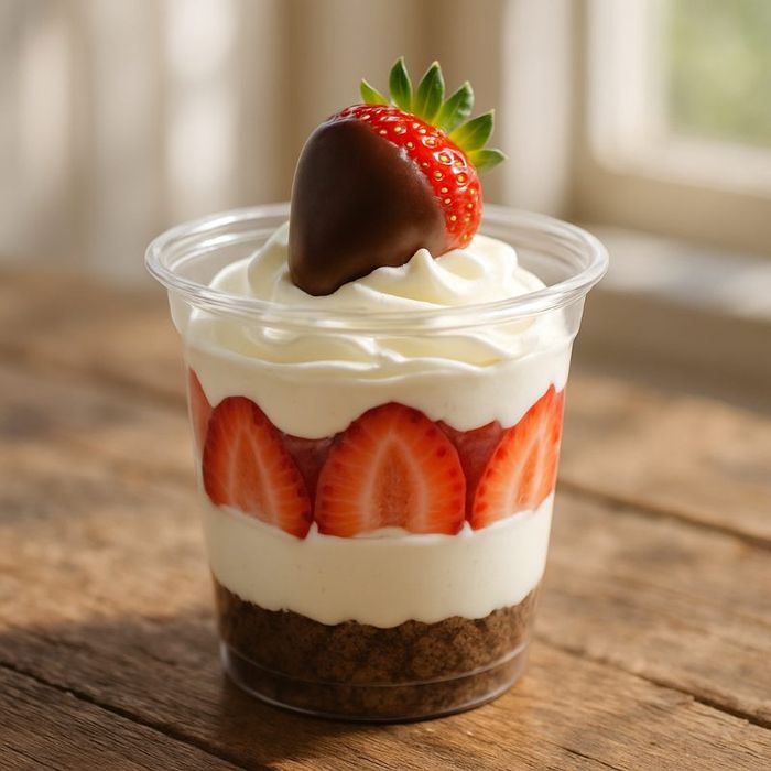 Fresas con chocolate en vaso