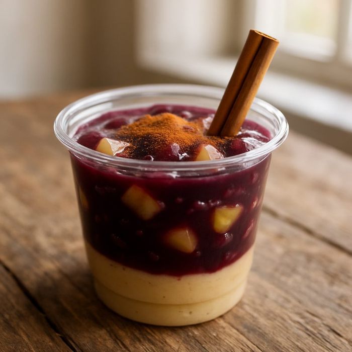 Mazamorra morada en vaso