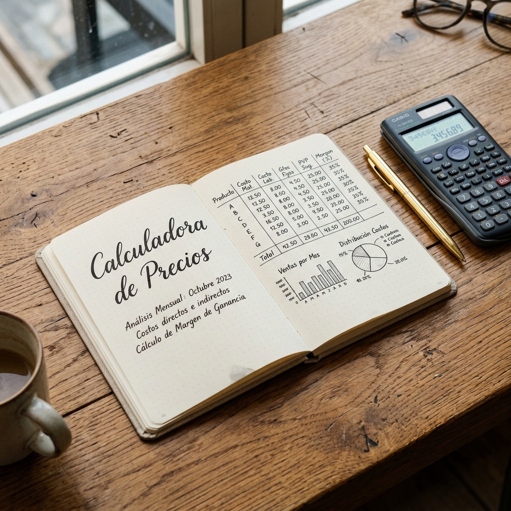 Mockup de calculadora de precios en celular