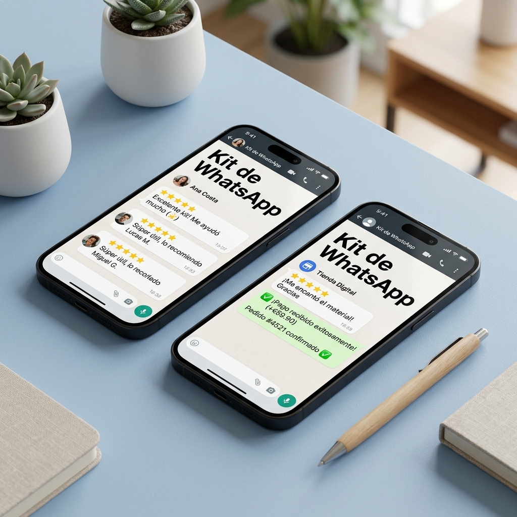 Mockup de mensajes de WhatsApp en celular