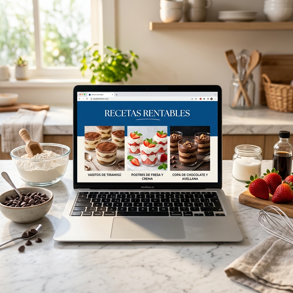 Mockup de catálogo de recetas en tablet