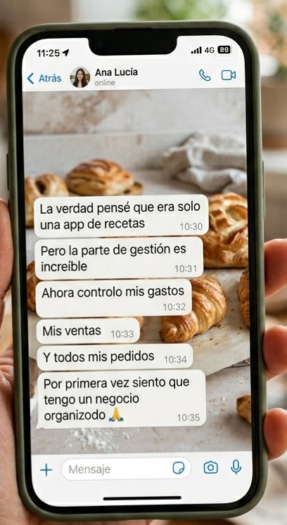 Captura de WhatsApp de clienta: ahora controlo mis gastos y mis ventas